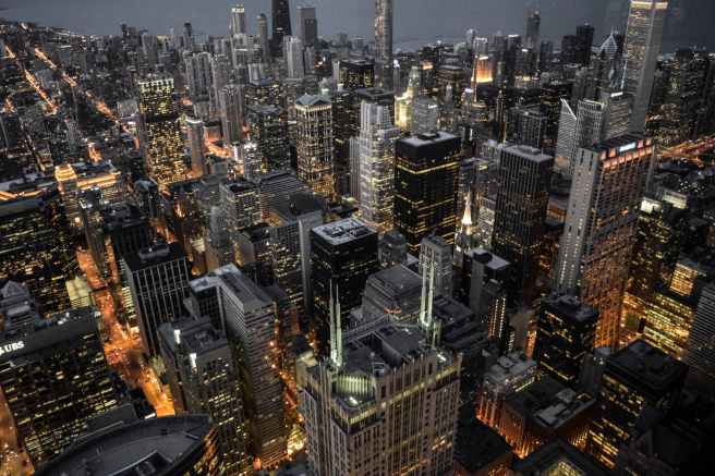aerial photography of building city lights